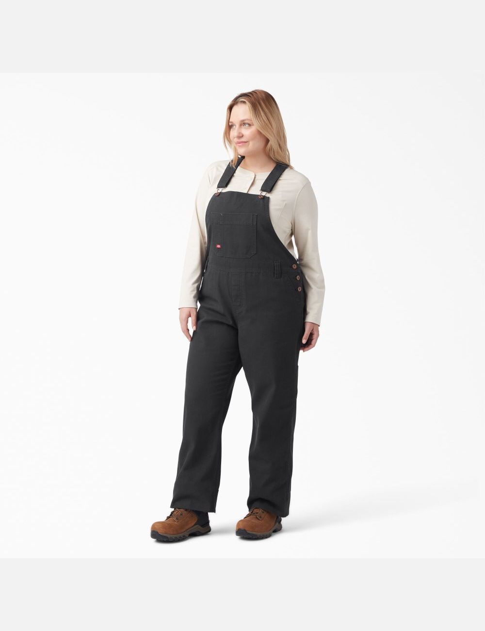 Black Dickies Plus Relaxed Fit Straight Leg Bib Coveralls & Overalls | 437ABZFXM