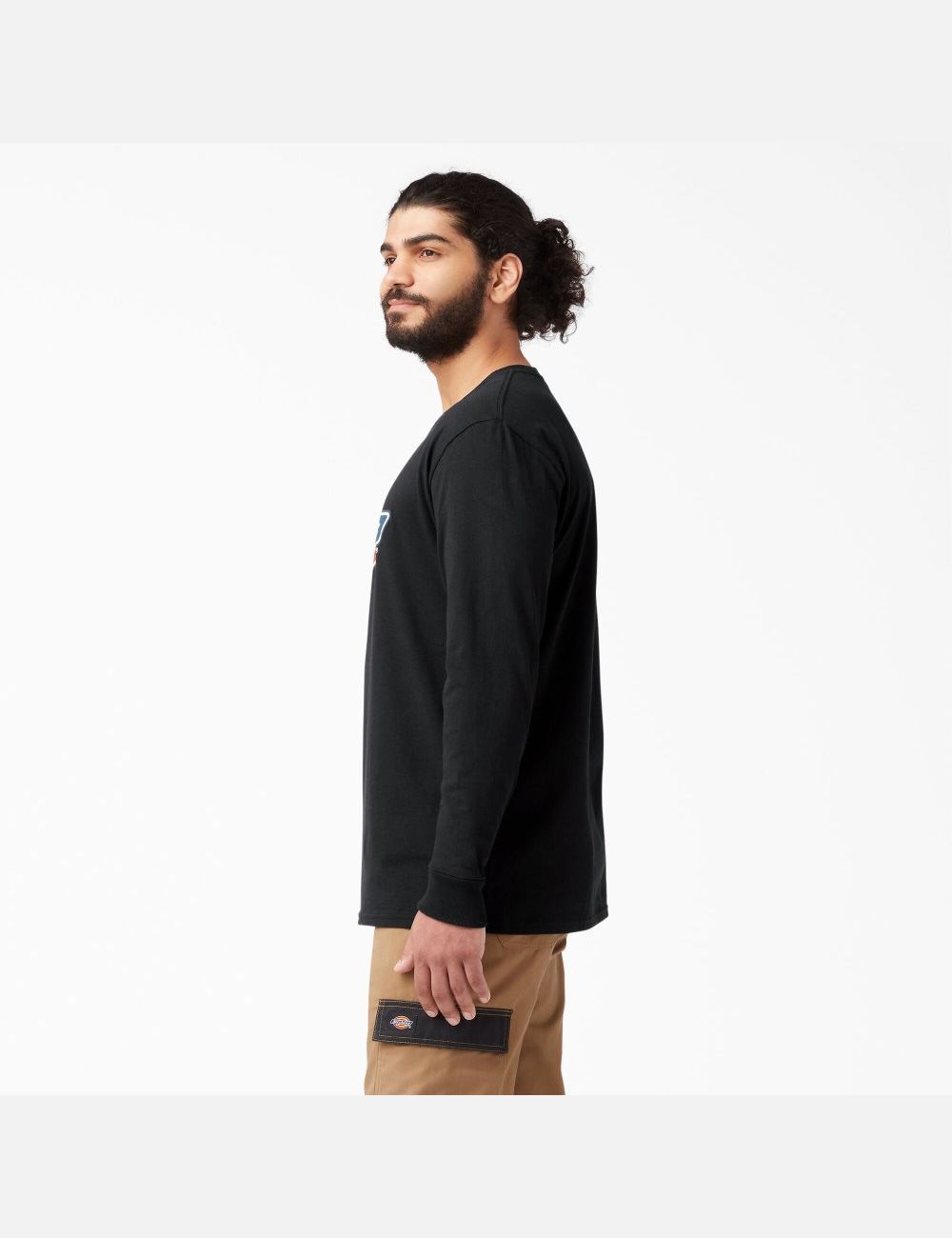 Black Dickies Regular Icon Graphic Long Sleeve T-Shirts | 740XFWQDH