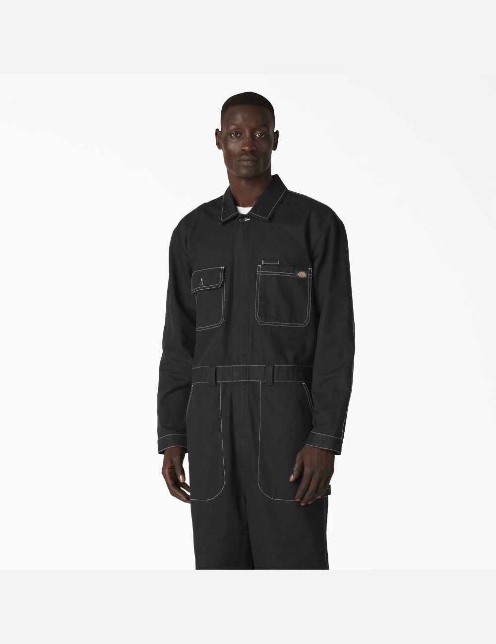 Black Dickies Reworked Long Sleeve Coveralls | 805YZLBDM