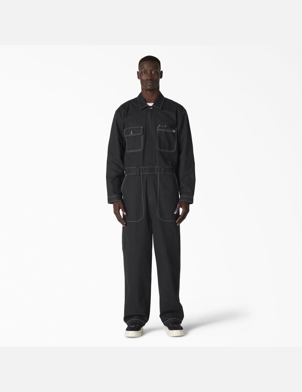 Black Dickies Reworked Long Sleeve Coveralls | 805YZLBDM