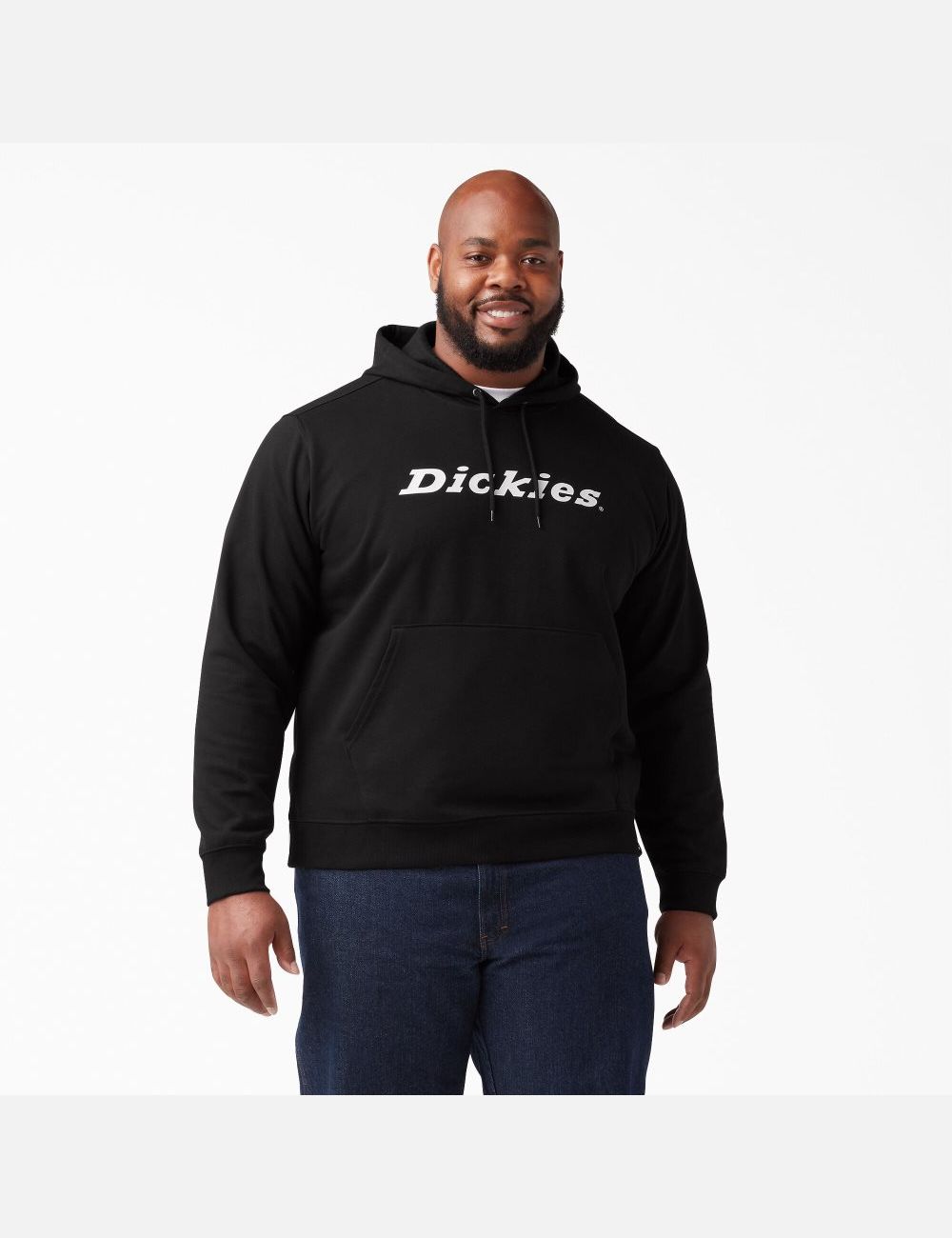 Black Dickies Script Logo Fleece Hoodies | 703ILNKUR