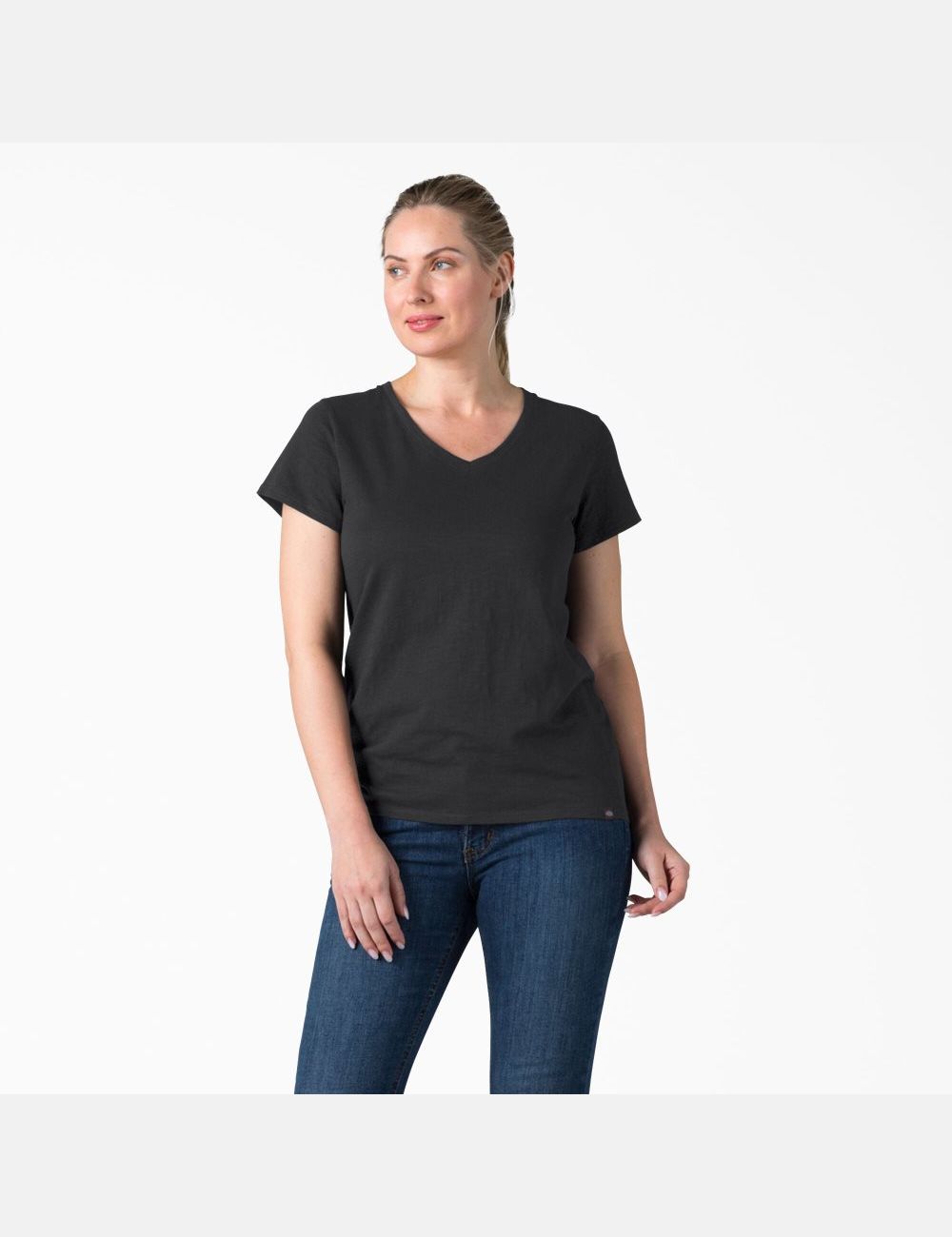 Black Dickies Short Sleeve V-Neck T-Shirts | 905EPKCTF