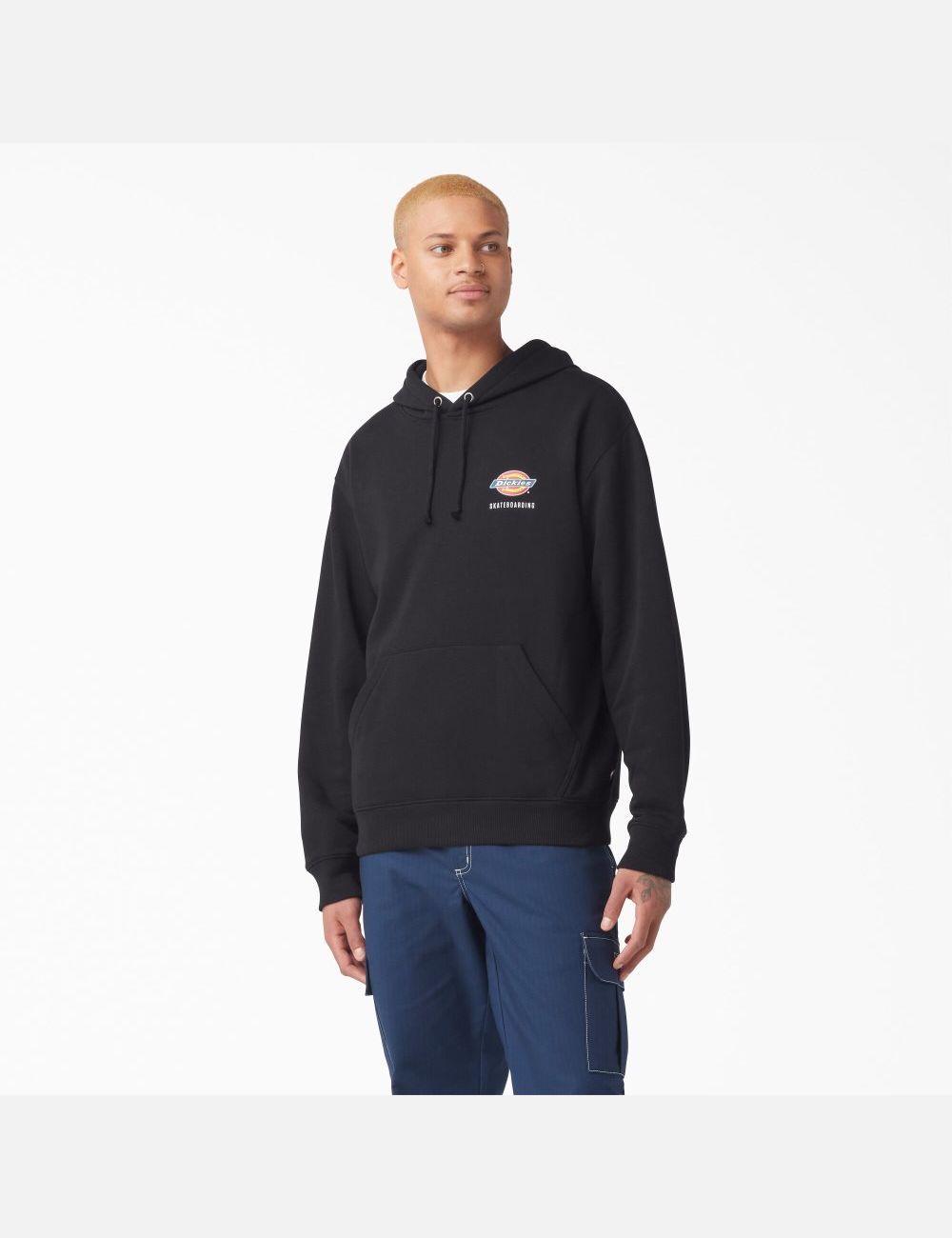 Black Dickies Skateboarding Chest Logo Hoodies | 751PUOZLB