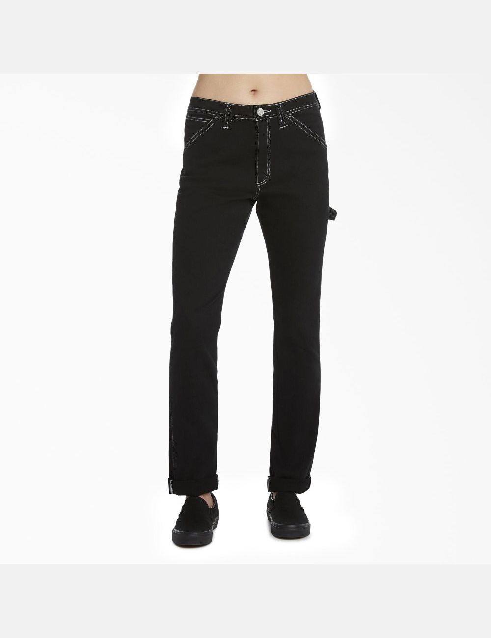 Black Dickies Slim Fit Carpenter Pants | 629HDOMBQ