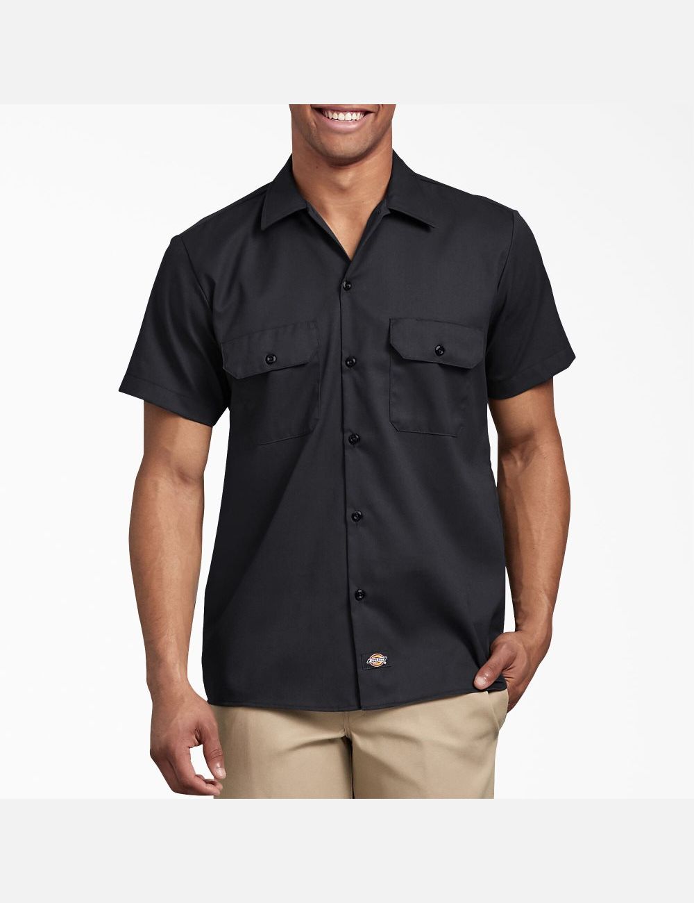 Black Dickies Slim Fit Short Sleeve Work Shirts | 571PHDCJV