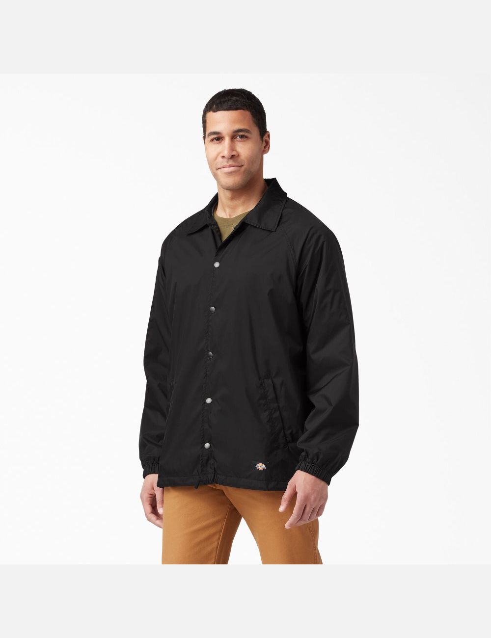 Black Dickies Snap Front Coats & Jackets | 638JSVAPT