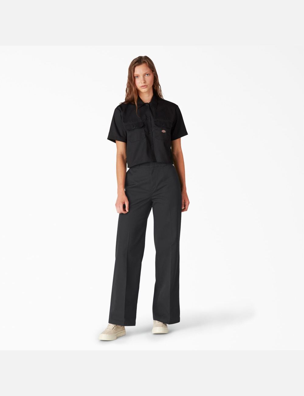 Black Dickies Stonewashed Wide Leg Pants | 256BQANJW