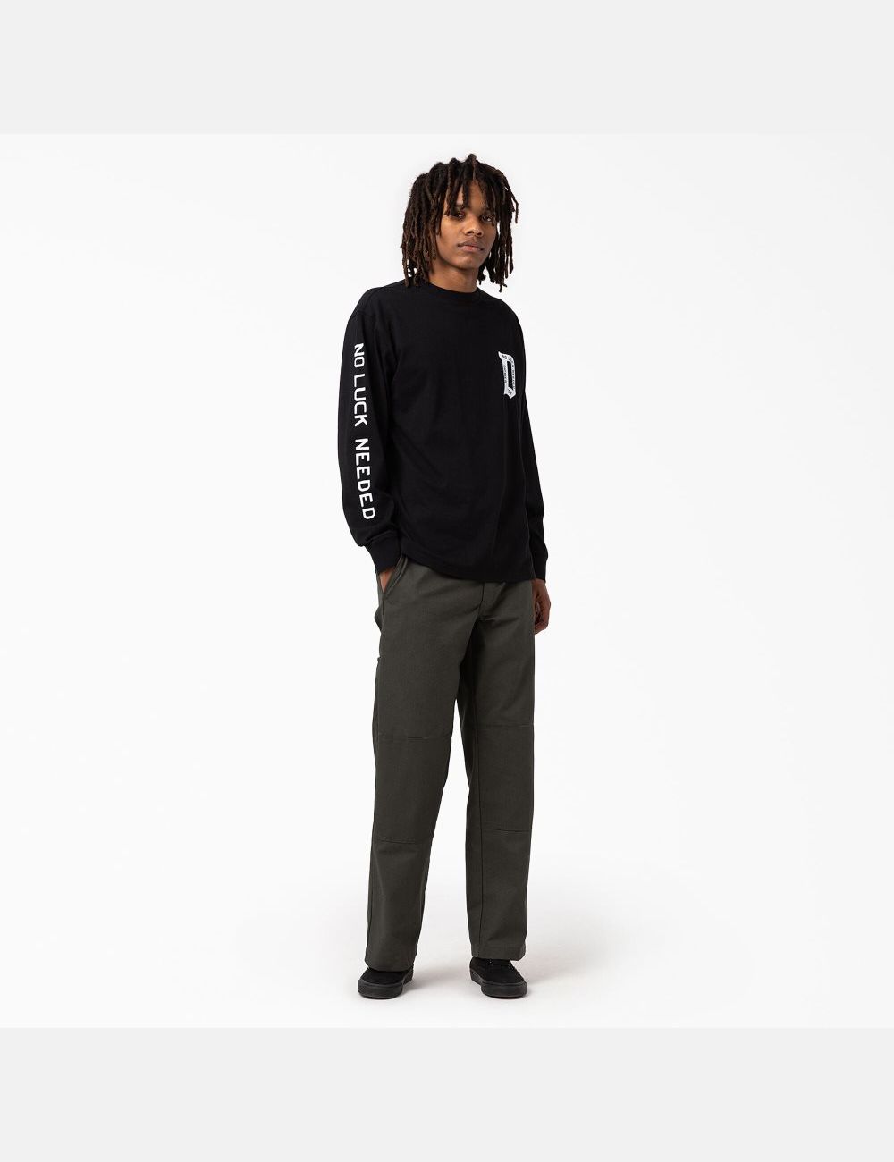 Black Dickies Union Springs Long Sleeve T-Shirts | 742KTAMHI