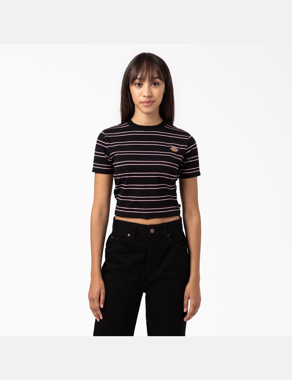 Black Dickies Westover Stripe Short Sleeve T-Shirts | 327VSIDRF