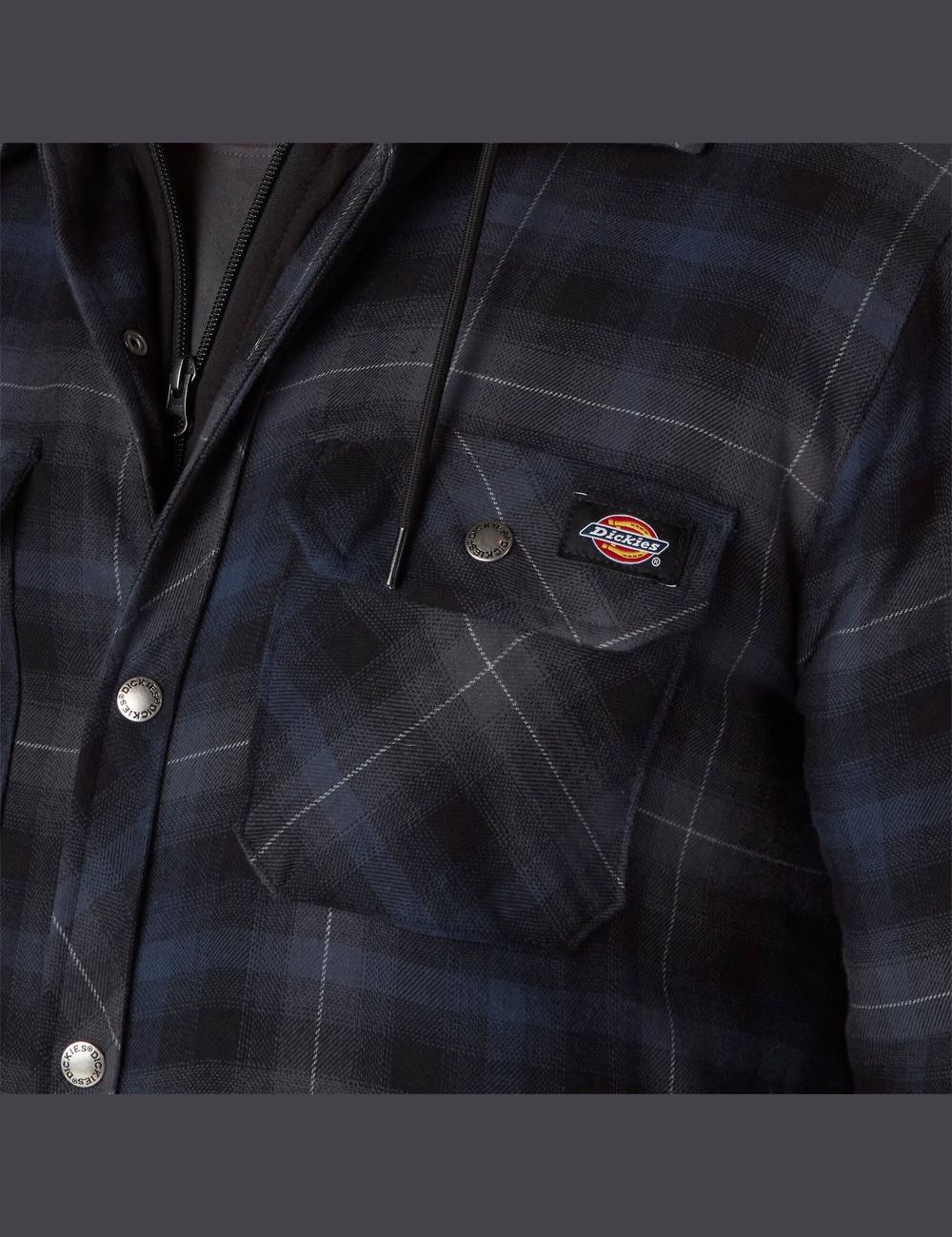 Black Ink Navy Ombre Plaid Dickies Hydroshield Flannel Coats & Jackets | 169FQKZGN