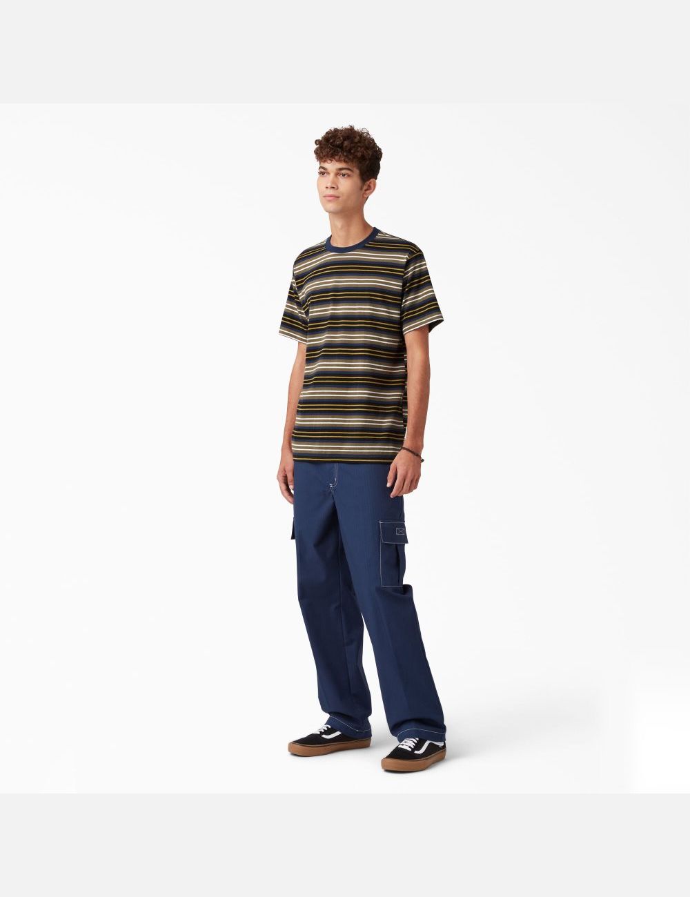 Black/Moss Stripe Dickies Skateboarding Striped T-Shirts | 769TJFXKP