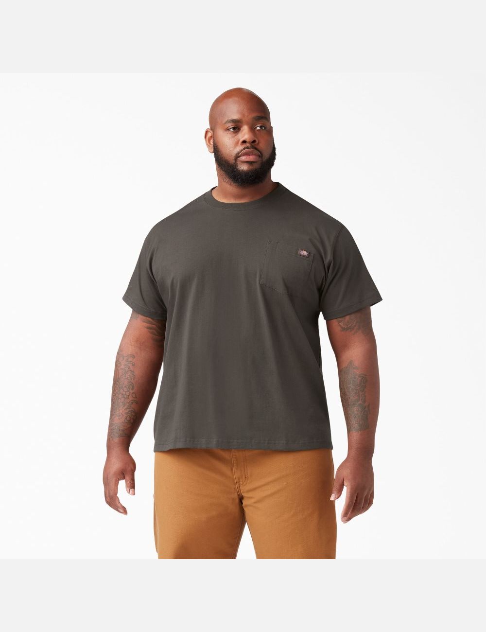 Black Olive Dickies Short Sleeve Heavyweight T-Shirts | 840PAXRBM