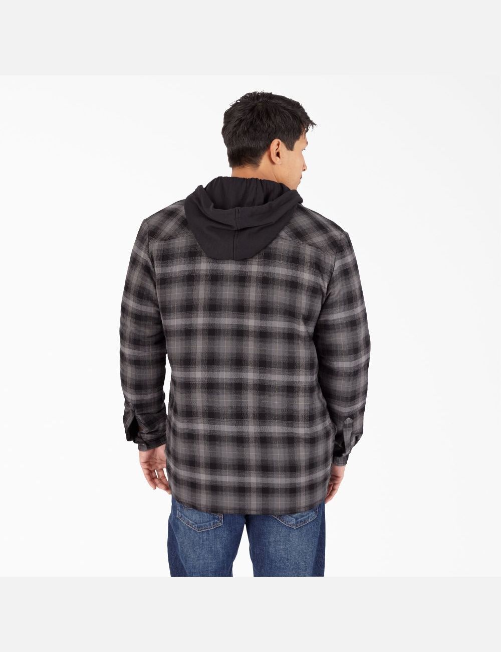 Black Ombre Plaid Dickies Hydroshield Flannel Coats & Jackets | 241YEOHSZ