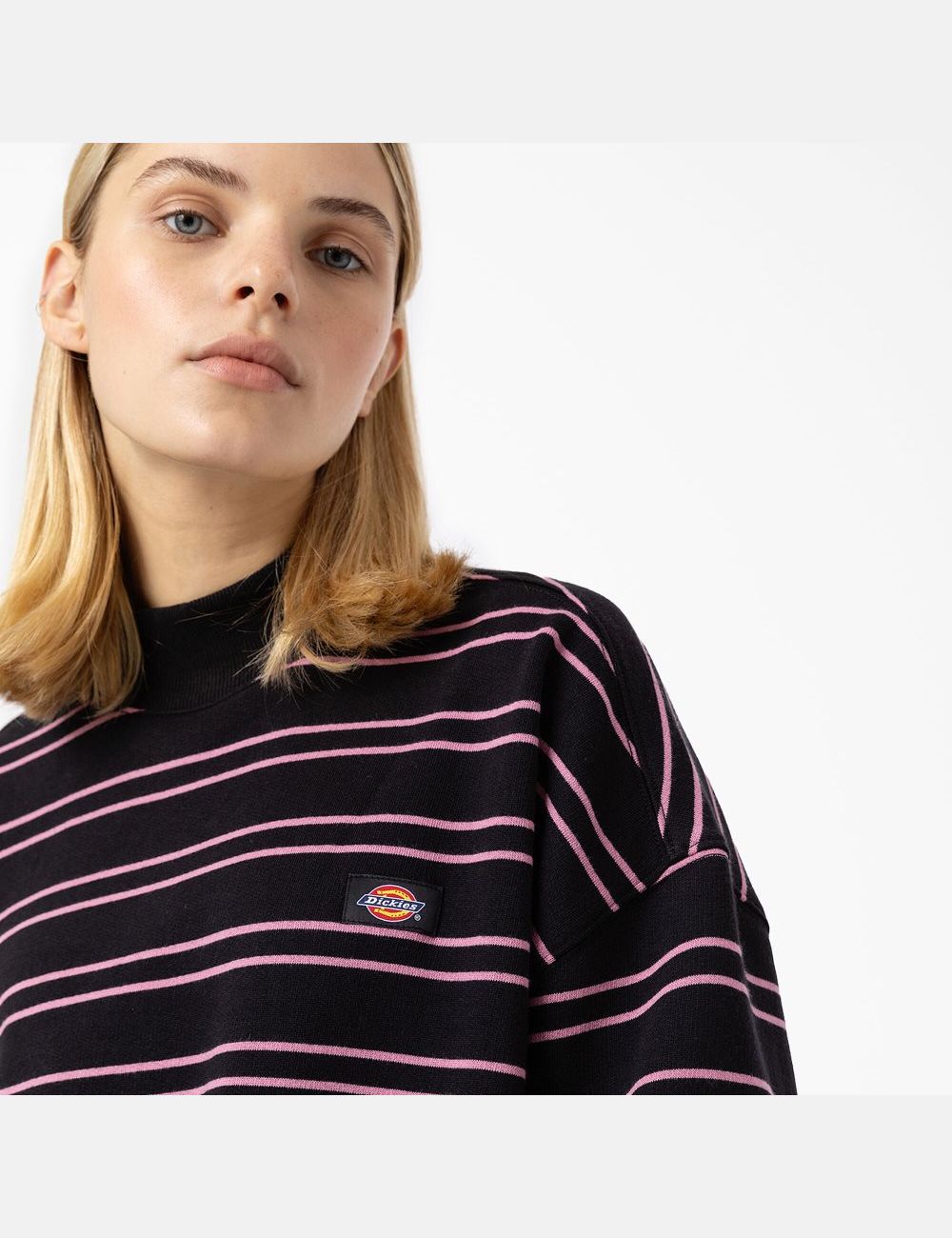 Black Stripe Dickies Westover Striped Sweatshirts | 208YMCROG