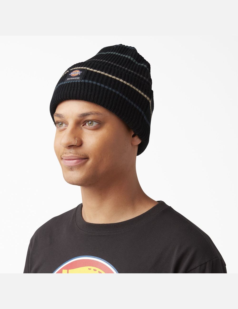 Black Stripes Dickies Skateboarding Cuffed Hats | 519GJHRYO