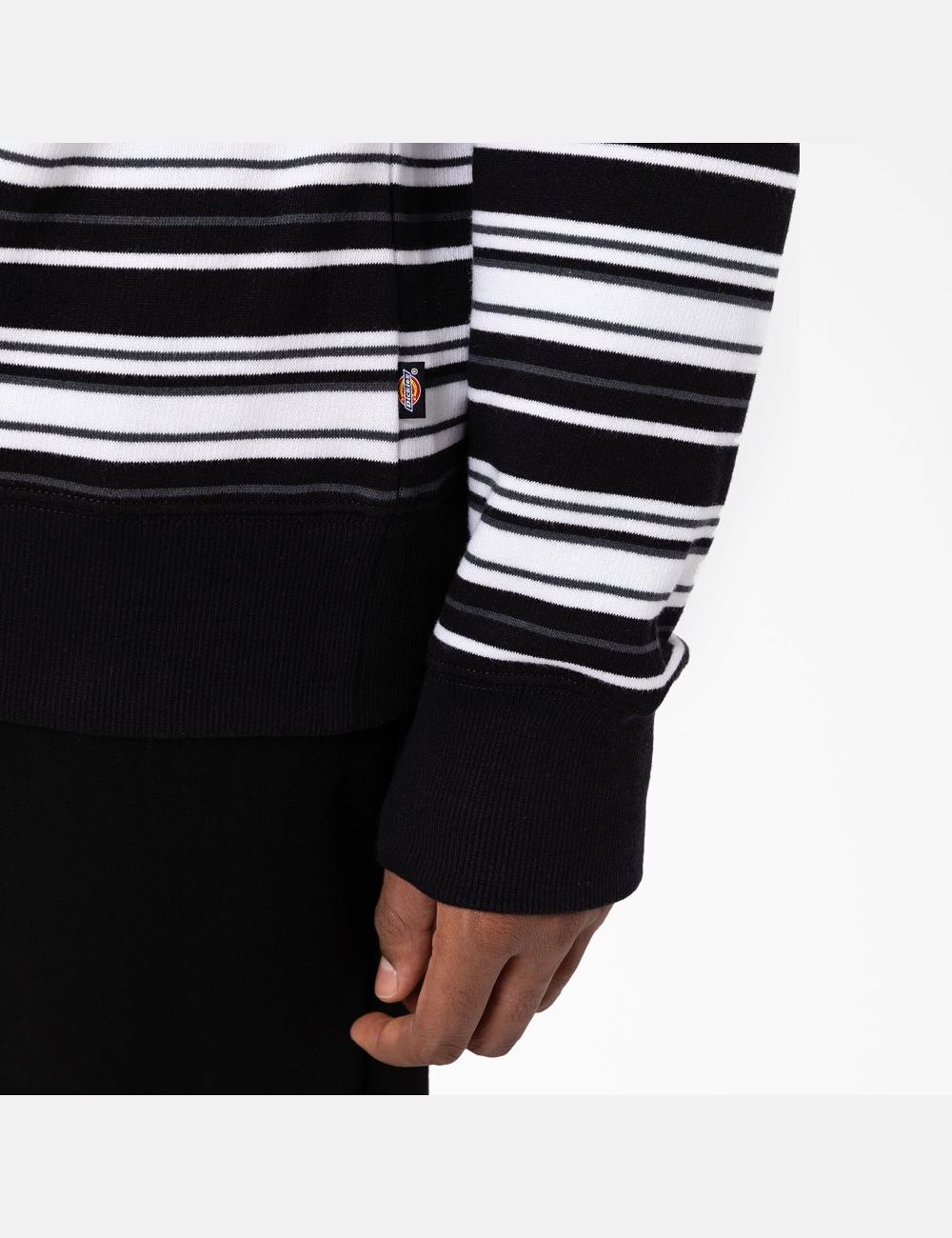 Black Variegated Stripe Dickies Westover Striped Crew Neck Sweatshirts | 249UZOPLT