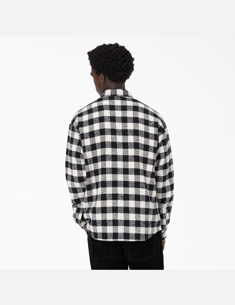 Black White Plaid Dickies Opening Ceremony Tweed Shirt Button Up | 206YVKUFG