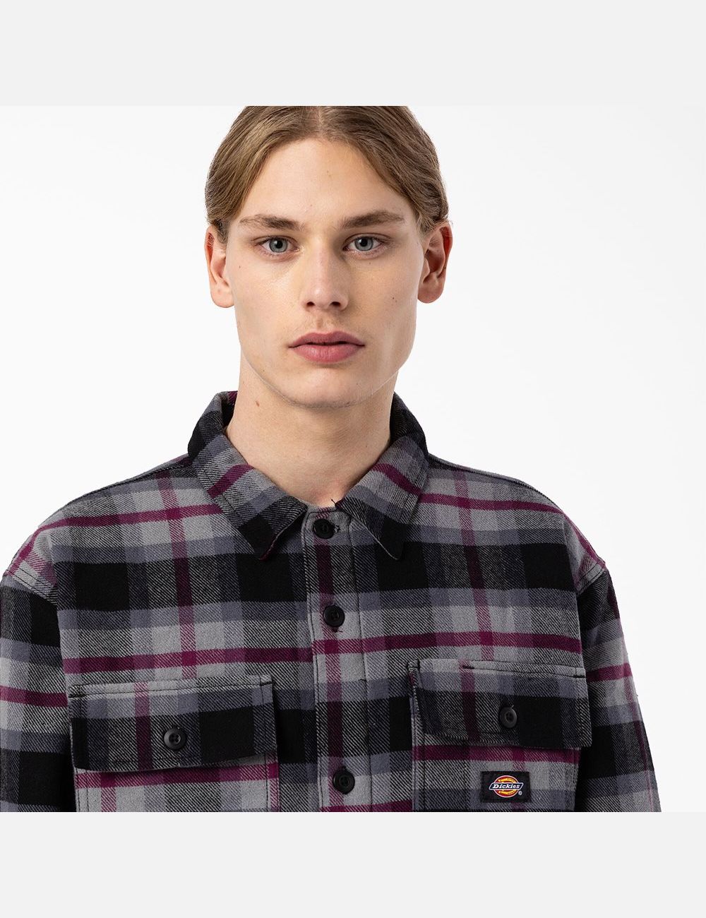 Black Wine Grey Plaid Dickies Flannel Quilted Lined Shirt Jackets | 871NLRVPY