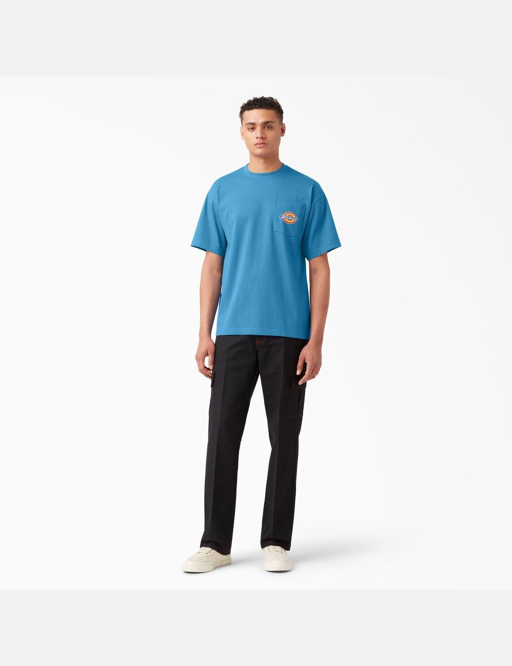 Bright Cobalt Dickies Chest Logo Pocket T-Shirts | 106YWJCNZ