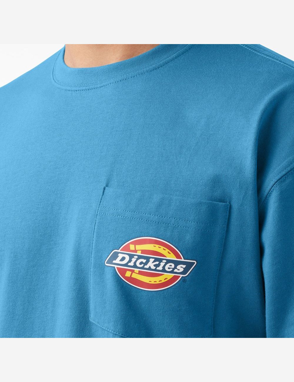 Bright Cobalt Dickies Chest Logo Pocket T-Shirts | 106YWJCNZ