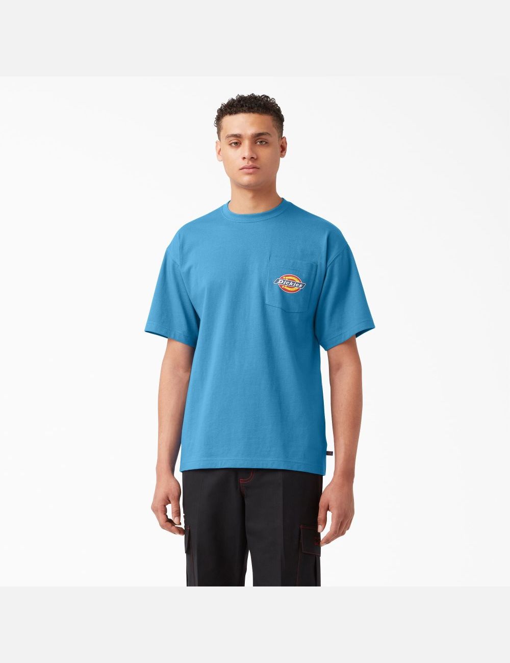 Bright Cobalt Dickies Chest Logo Pocket T-Shirts | 106YWJCNZ