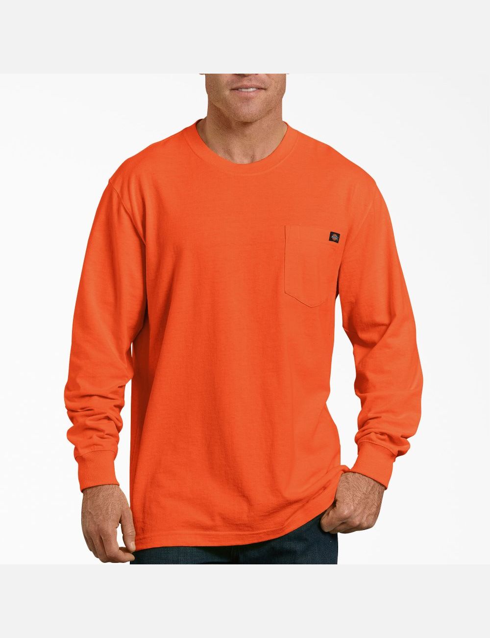 Bright Orange Dickies Heavyweight Neon Crew Neck Shirts | 258SOICWA