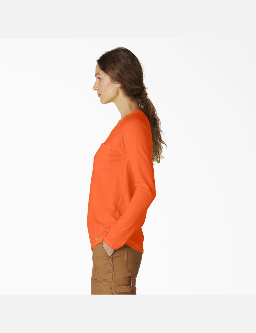 Bright Orange Dickies Long Sleeve T-Shirt Long Sleeve T-Shirts | 852MBDEAN