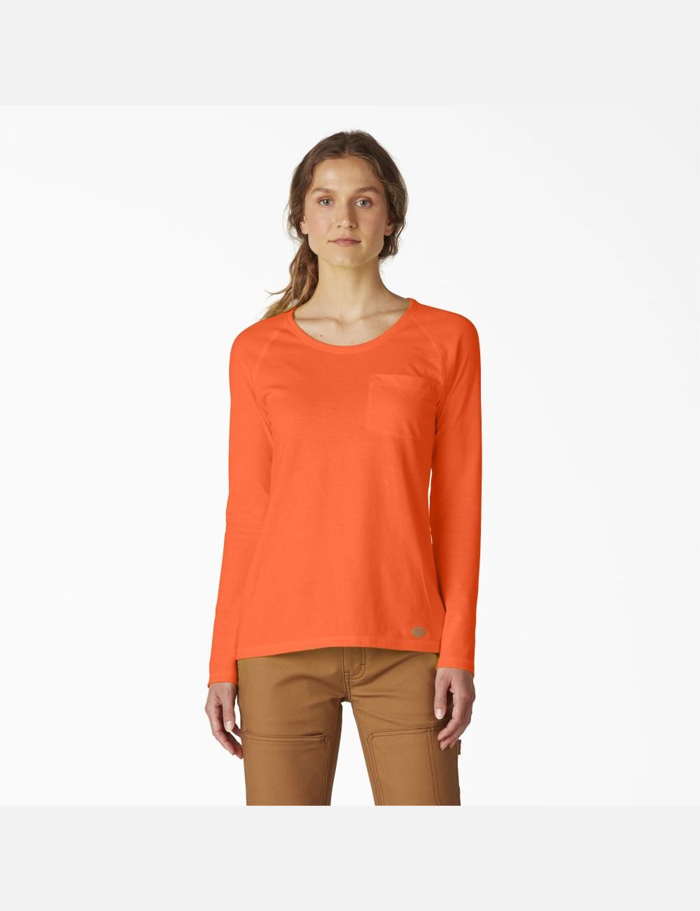 Bright Orange Dickies Long Sleeve T-Shirt Long Sleeve T-Shirts | 852MBDEAN