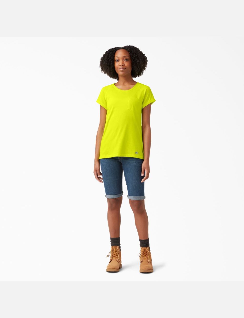 Bright Yellow Dickies Cooling Short Sleeve T-Shirts | 269NDVXZS