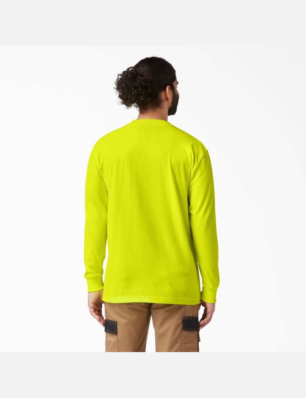 Bright Yellow Dickies Heavyweight Neon Crew Neck Shirts | 510ZOIYEG