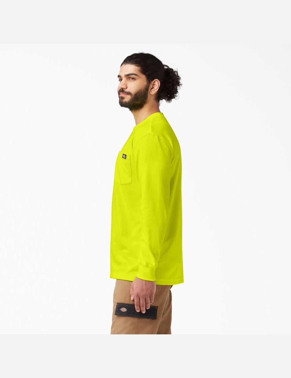 Bright Yellow Dickies Heavyweight Neon Crew Neck Shirts | 510ZOIYEG