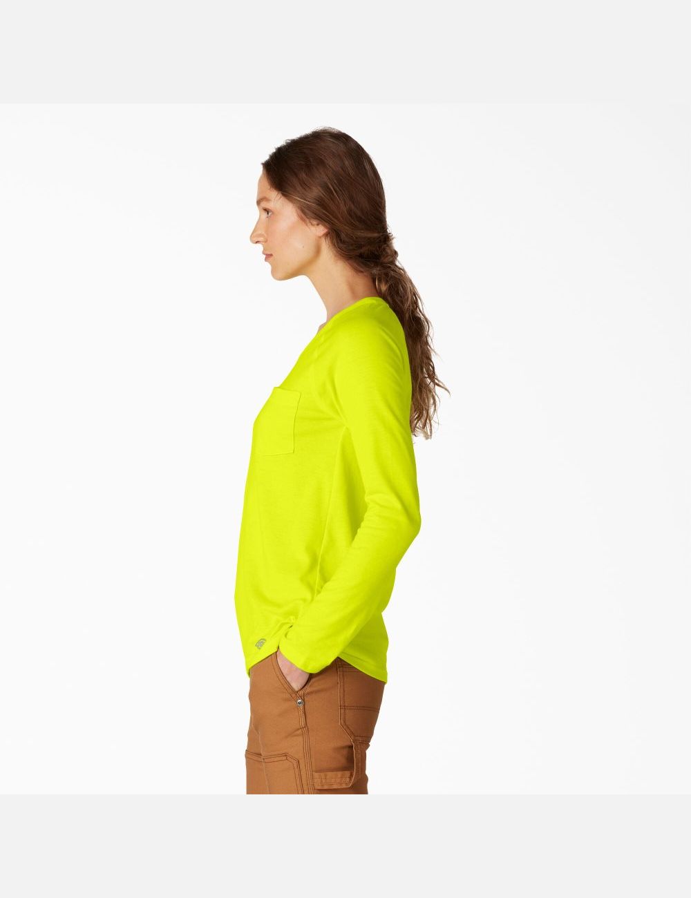 Bright Yellow Dickies Long Sleeve T-Shirt Long Sleeve T-Shirts | 607WVHYFD