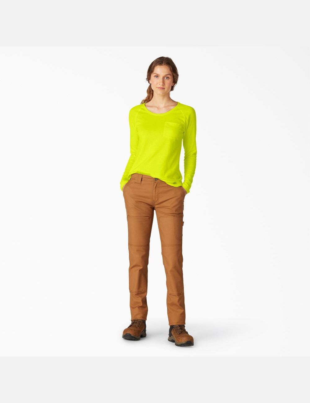 Bright Yellow Dickies Long Sleeve T-Shirt Long Sleeve T-Shirts | 607WVHYFD