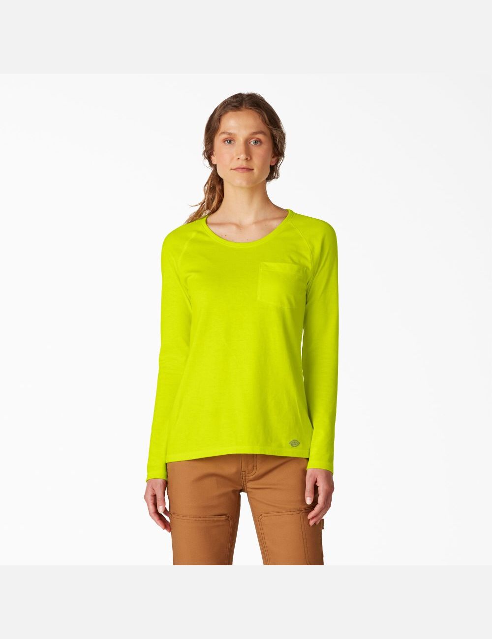 Bright Yellow Dickies Long Sleeve T-Shirt Long Sleeve T-Shirts | 607WVHYFD