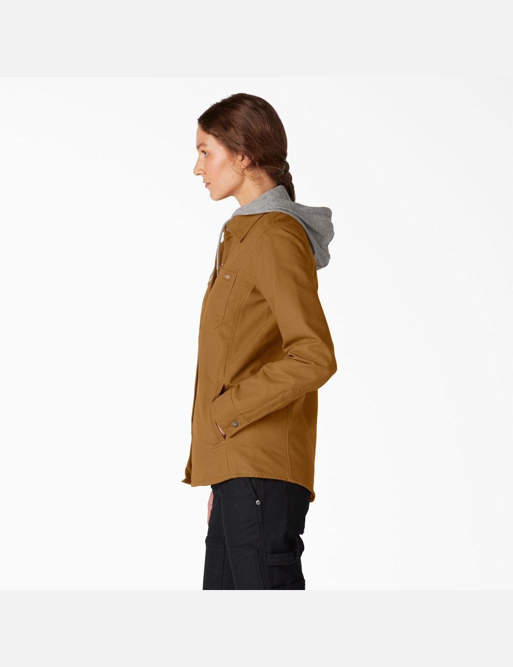 Brown Duck Dickies Duck Hooded Shirt Jackets | 260XMKLAU