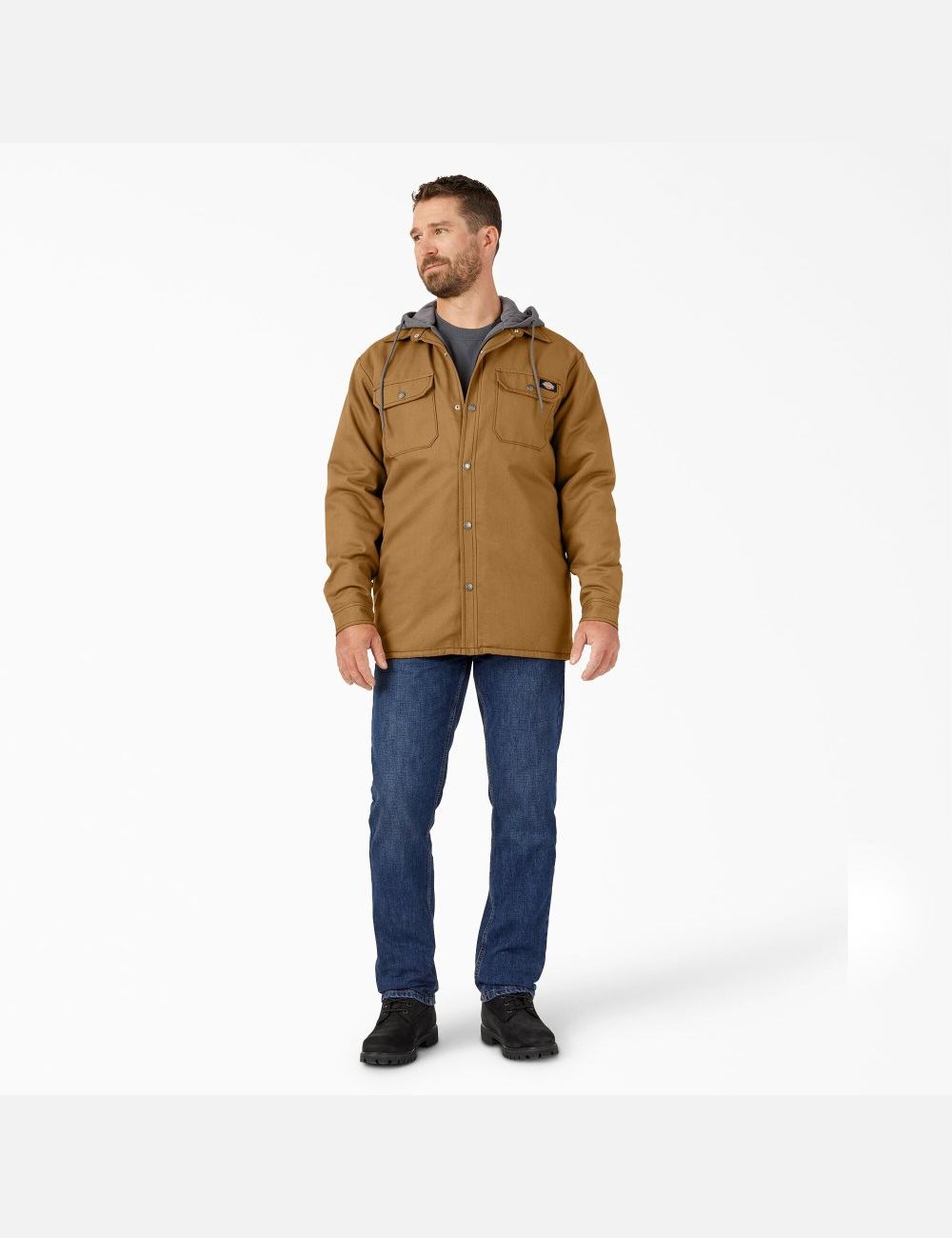 Brown Duck Dickies Hydroshield Duck Hooded Shirt Jackets | 928IECODP