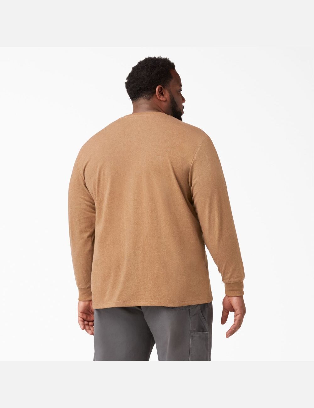 Brown Duck Heather Dickies Heathered Heavyweight Henley Long Sleeve T-Shirts | 513DSQLYH