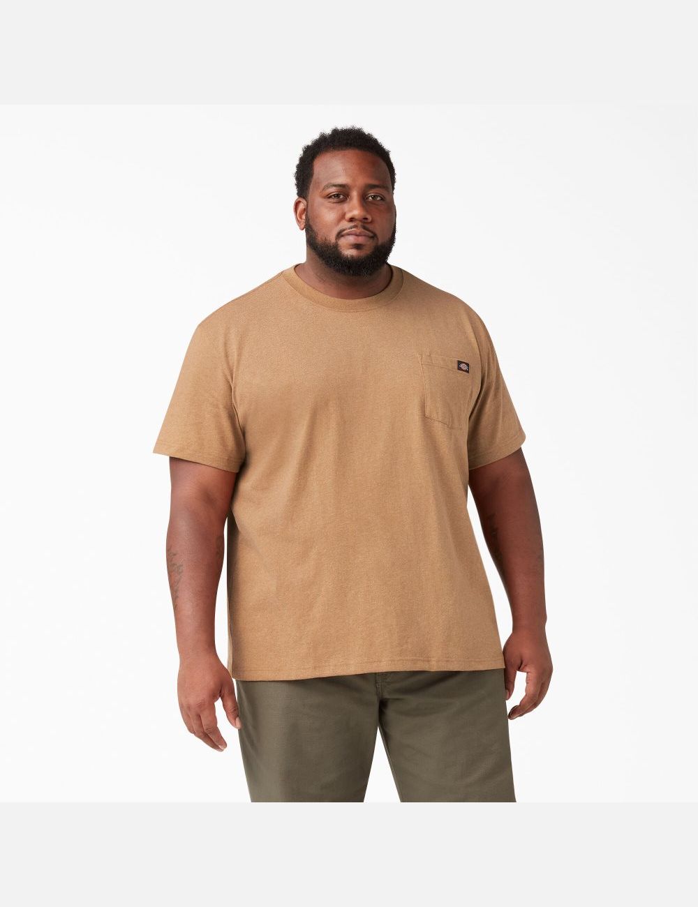 Brown Duck Heather Dickies Short Sleeve Heavyweight Heathered Shirts | 609VASKGT