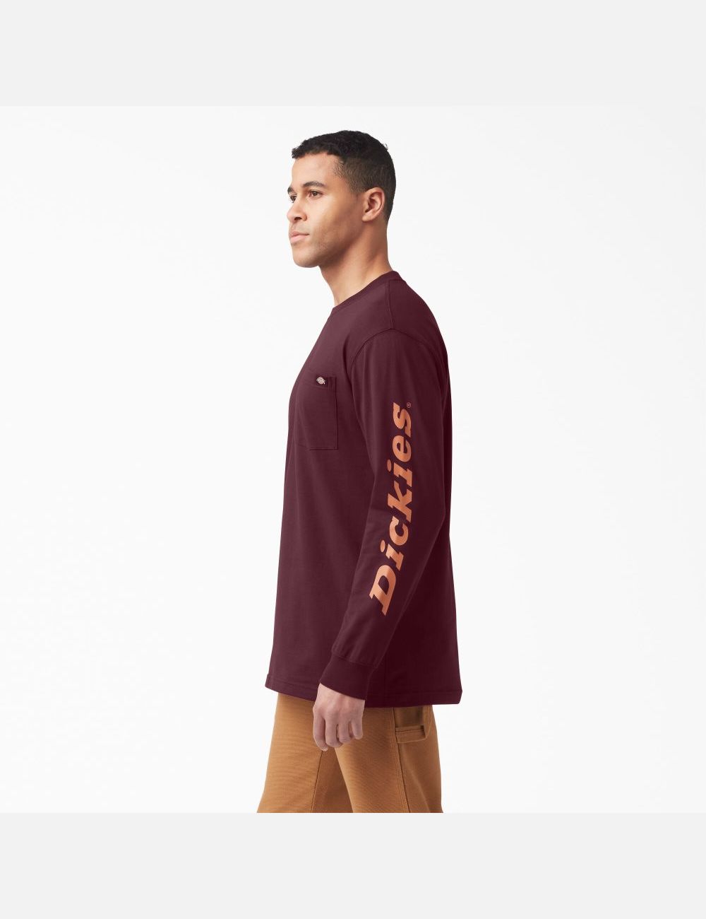 Burgundy Dickies Graphic Long Sleeve T-Shirts | 597XYJUQI