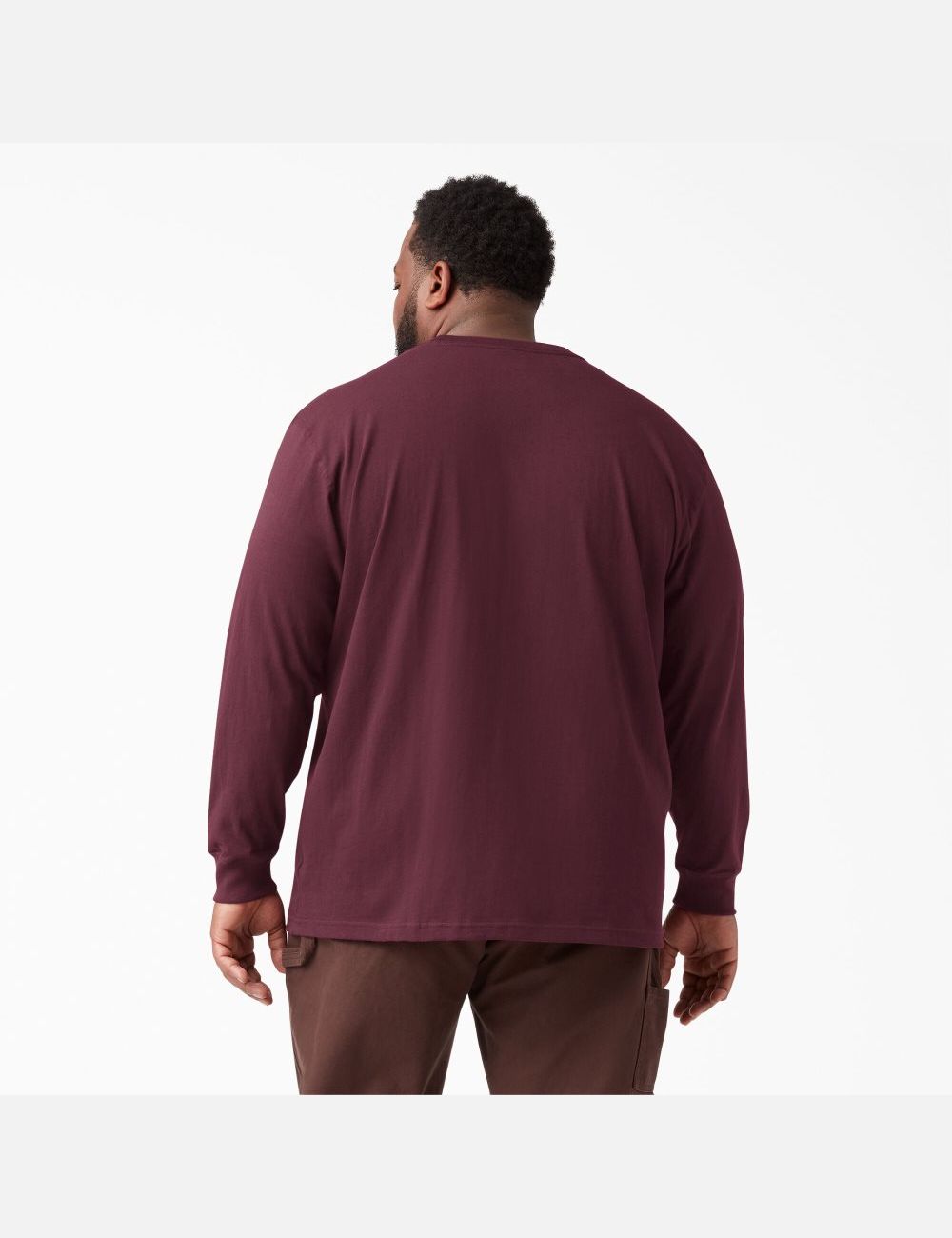 Burgundy Dickies Heavyweight Crew Neck Long Sleeve T-Shirts | 435SXOMVH