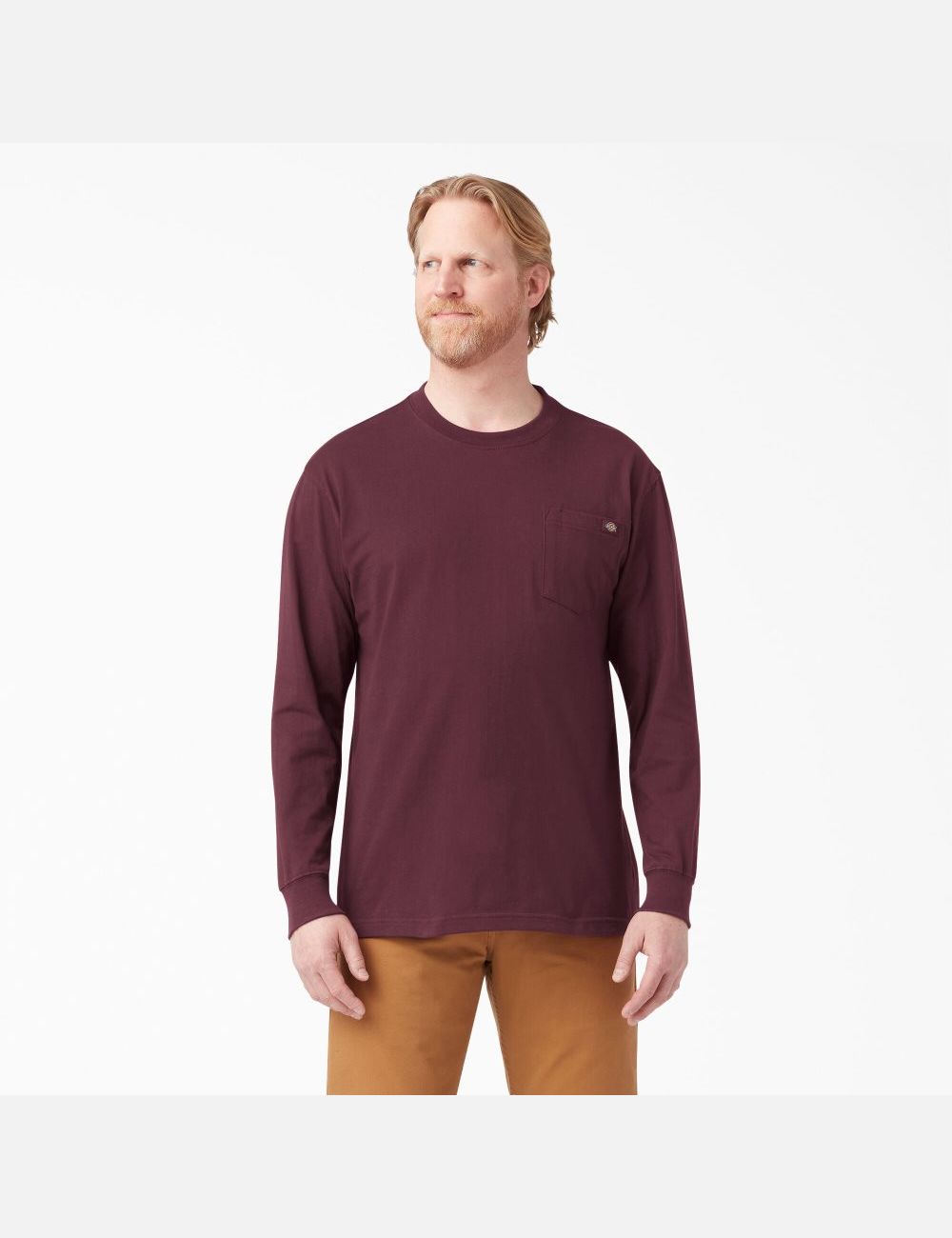 Burgundy Dickies Heavyweight Crew Neck Shirts | 174AFUQOS