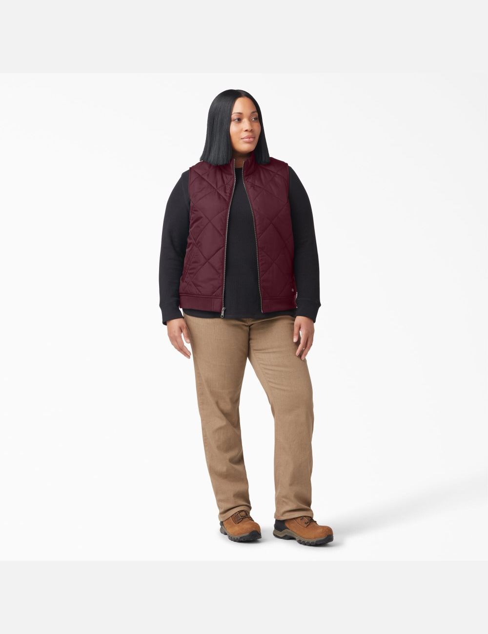 Burgundy Dickies Plus Quilted Outerwear | 408YVHLFS