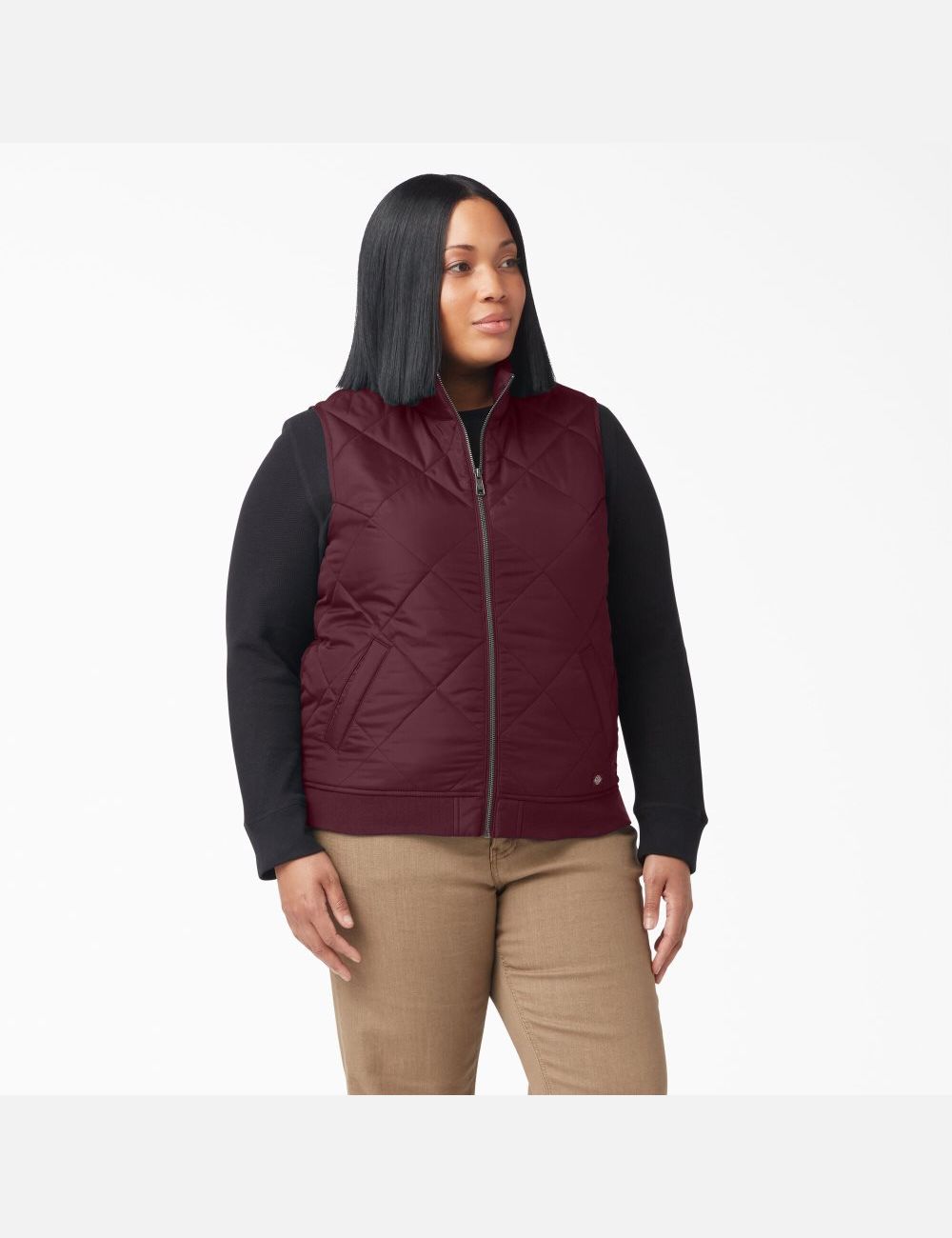 Burgundy Dickies Plus Quilted Outerwear | 408YVHLFS