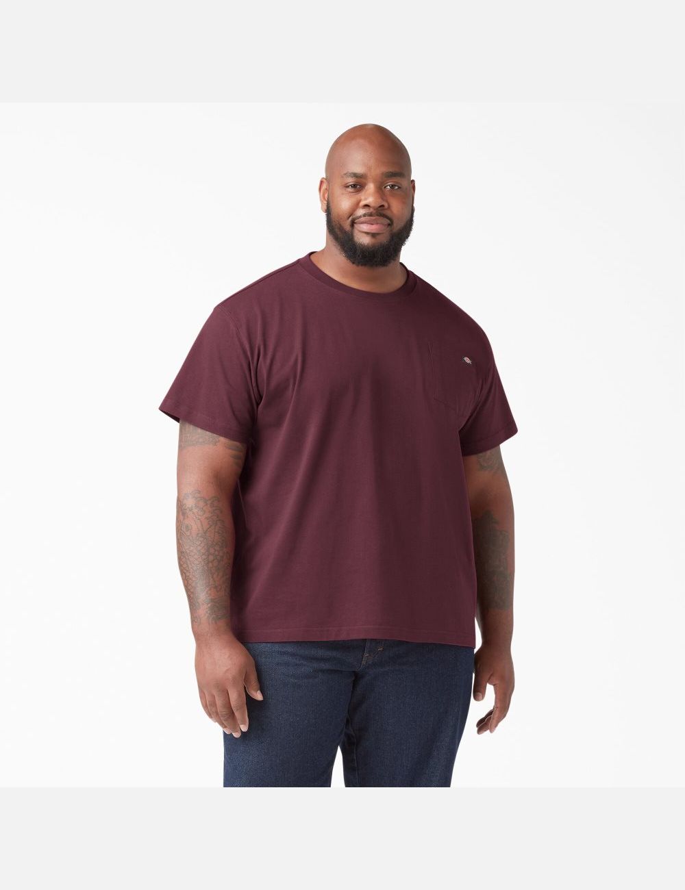 Burgundy Dickies Short Sleeve Heavyweight T-Shirts | 045UHRPXG