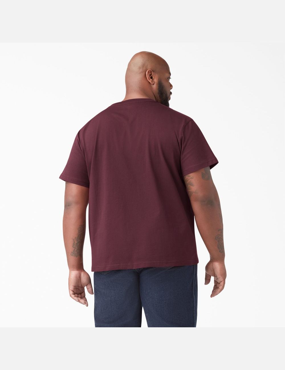 Burgundy Dickies Short Sleeve Heavyweight T-Shirts | 045UHRPXG