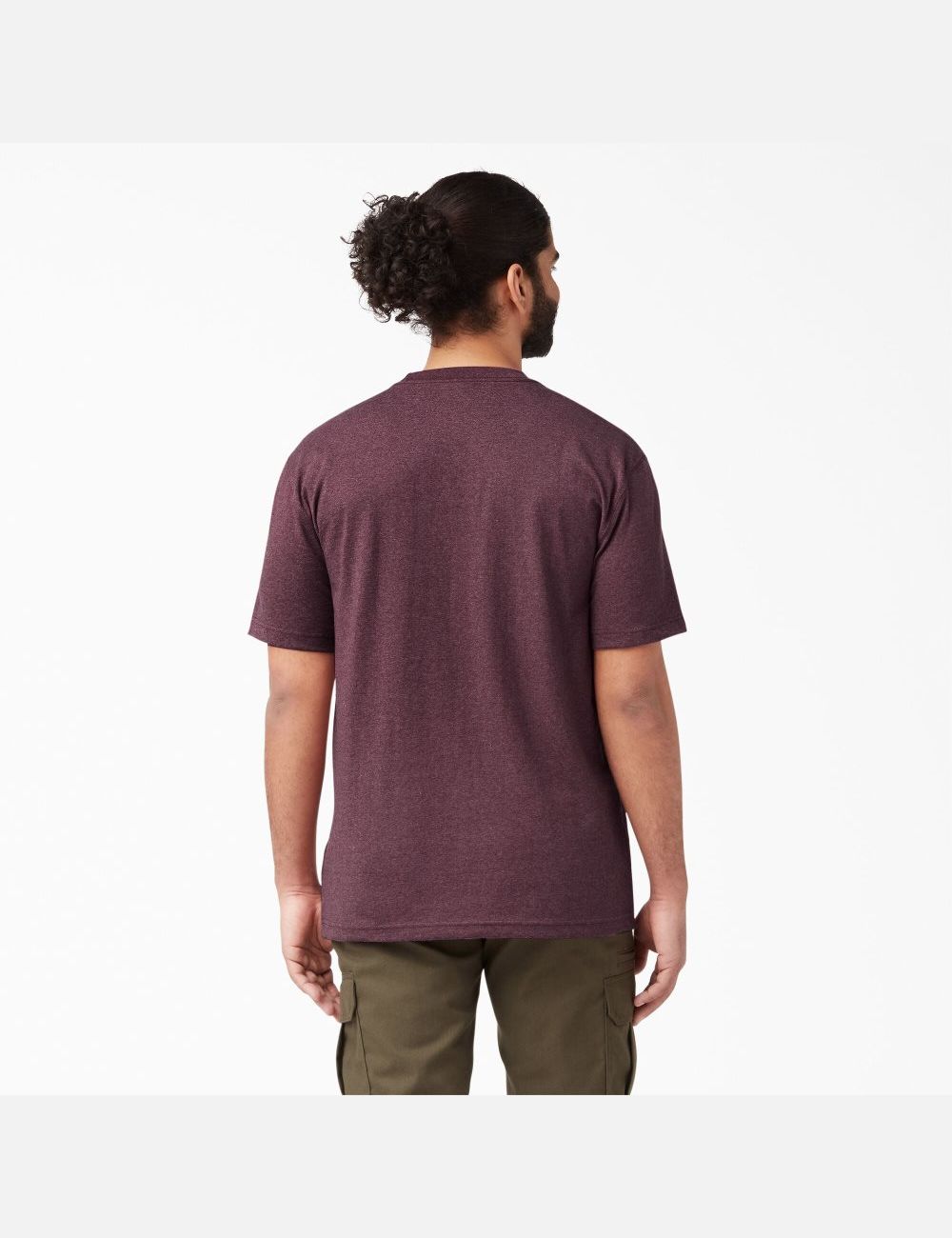 Burgundy Dickies Short Sleeve Heavyweight Heathered Shirts | 405DKRBIJ