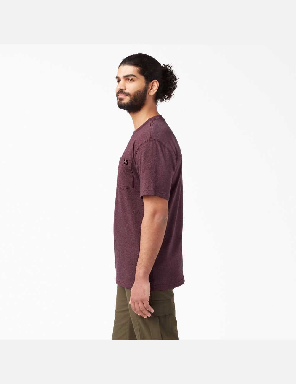 Burgundy Dickies Short Sleeve Heavyweight Heathered Shirts | 405DKRBIJ