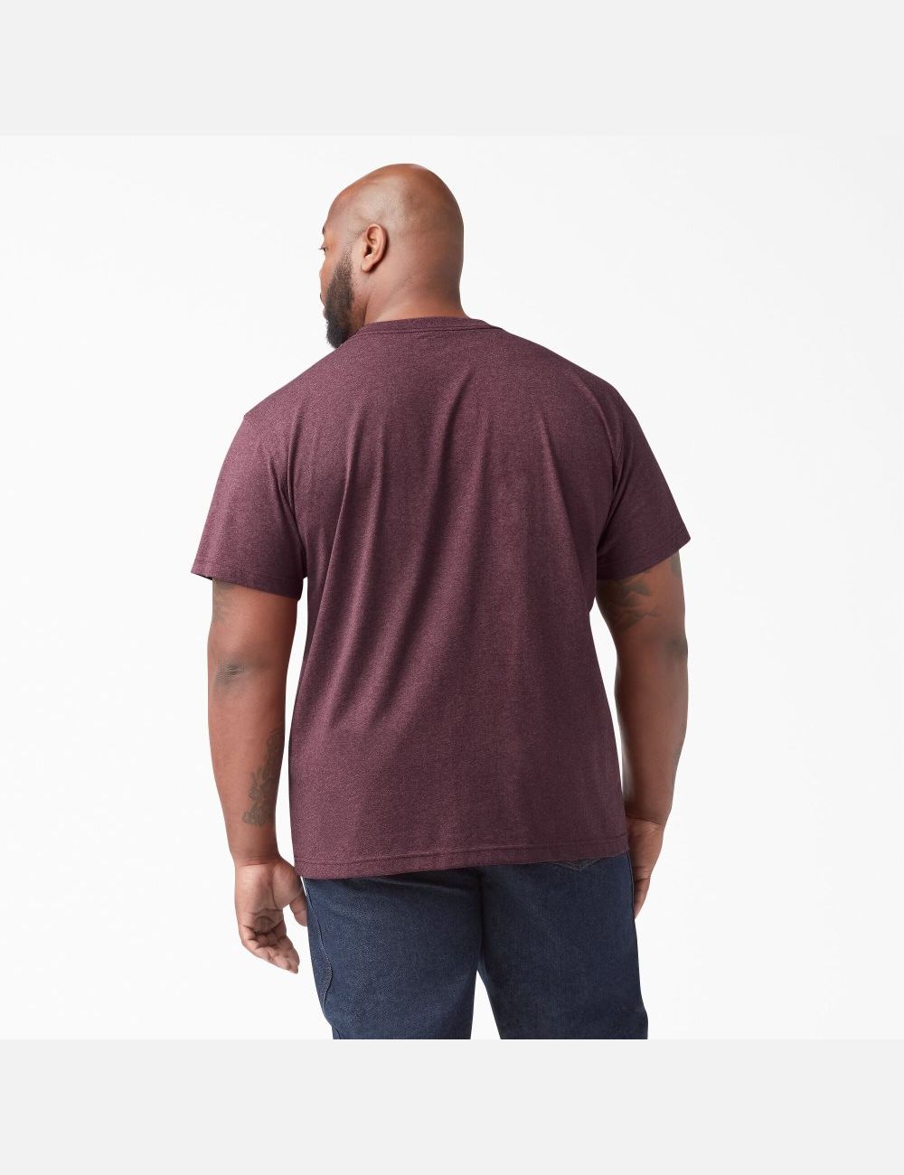 Burgundy Dickies Short Sleeve Heavyweight Heathered Shirts | 405DKRBIJ