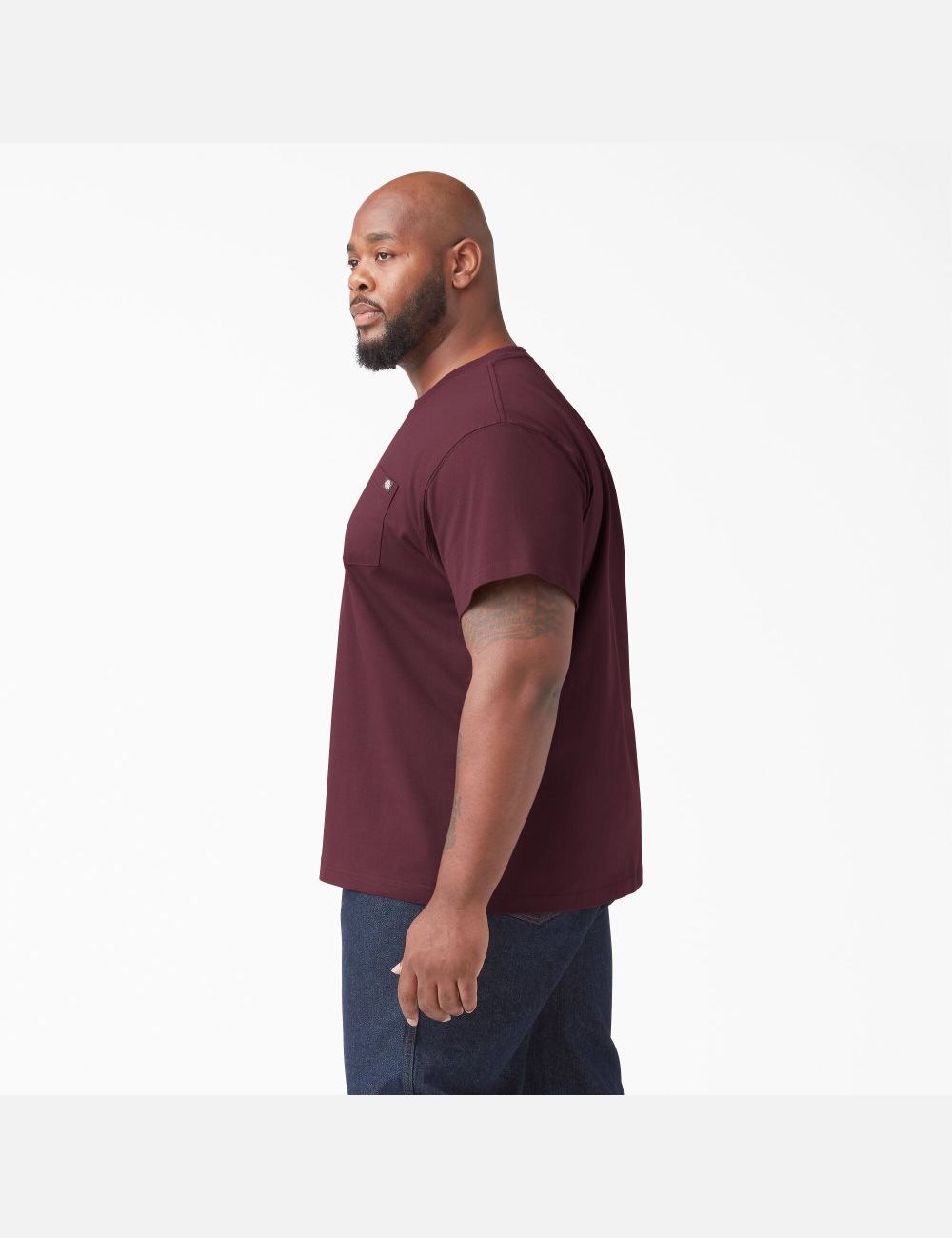 Burgundy Dickies Short Sleeve Heavyweight Shirts | 583MIHREX