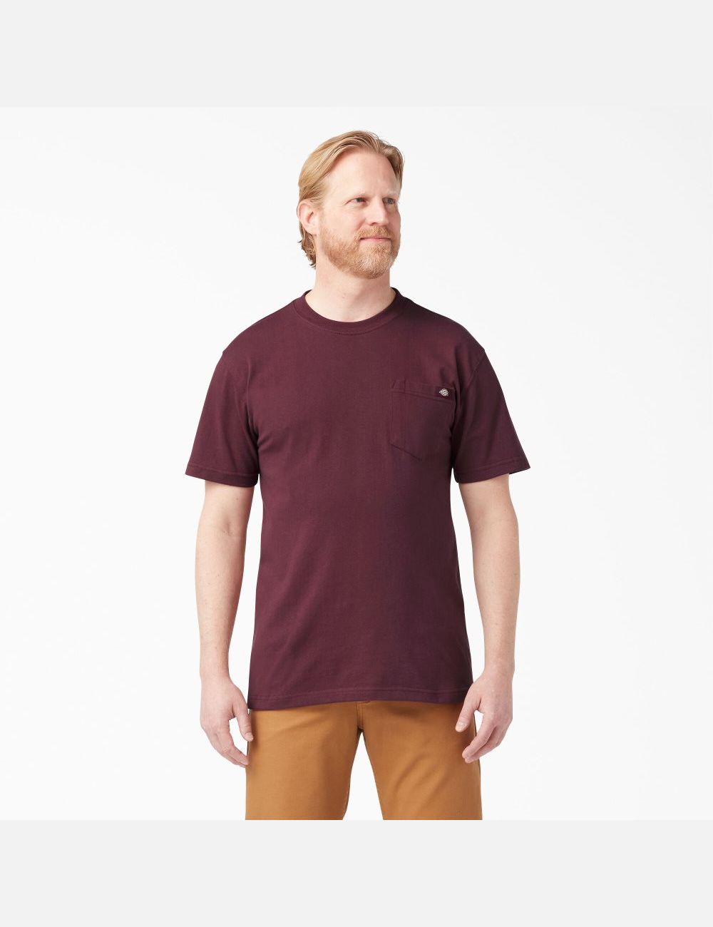 Burgundy Dickies Short Sleeve Heavyweight Shirts | 583MIHREX